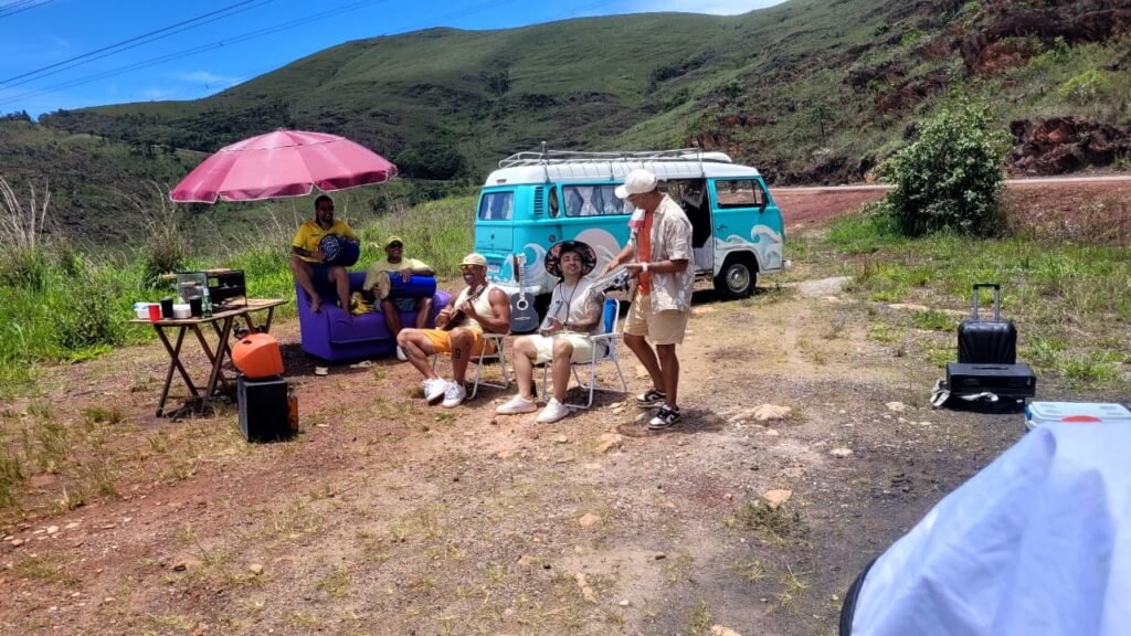 Cenas da gravação do clipe do grupo Largadão